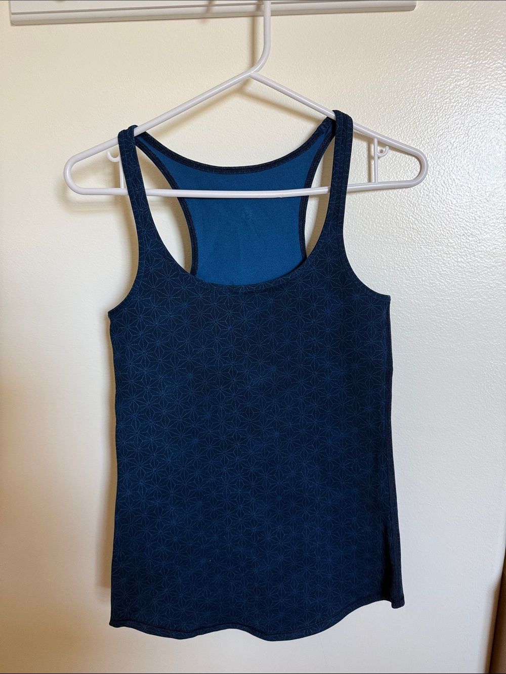 lululemon athletica Navy Blue Racerback Tank with Subtle Geometric Print
